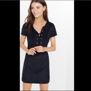 EXPRESS Suede Lace Up Mini Dress
